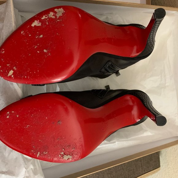 Christian Louboutin - Trouble 100 Mesh & Leather Booties $900.00 Women's Size 38 - Picture 8 of 11